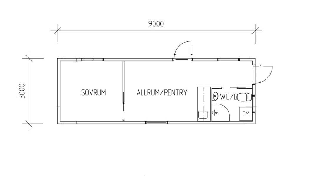 Ritning Bostadsmodul 27kvm